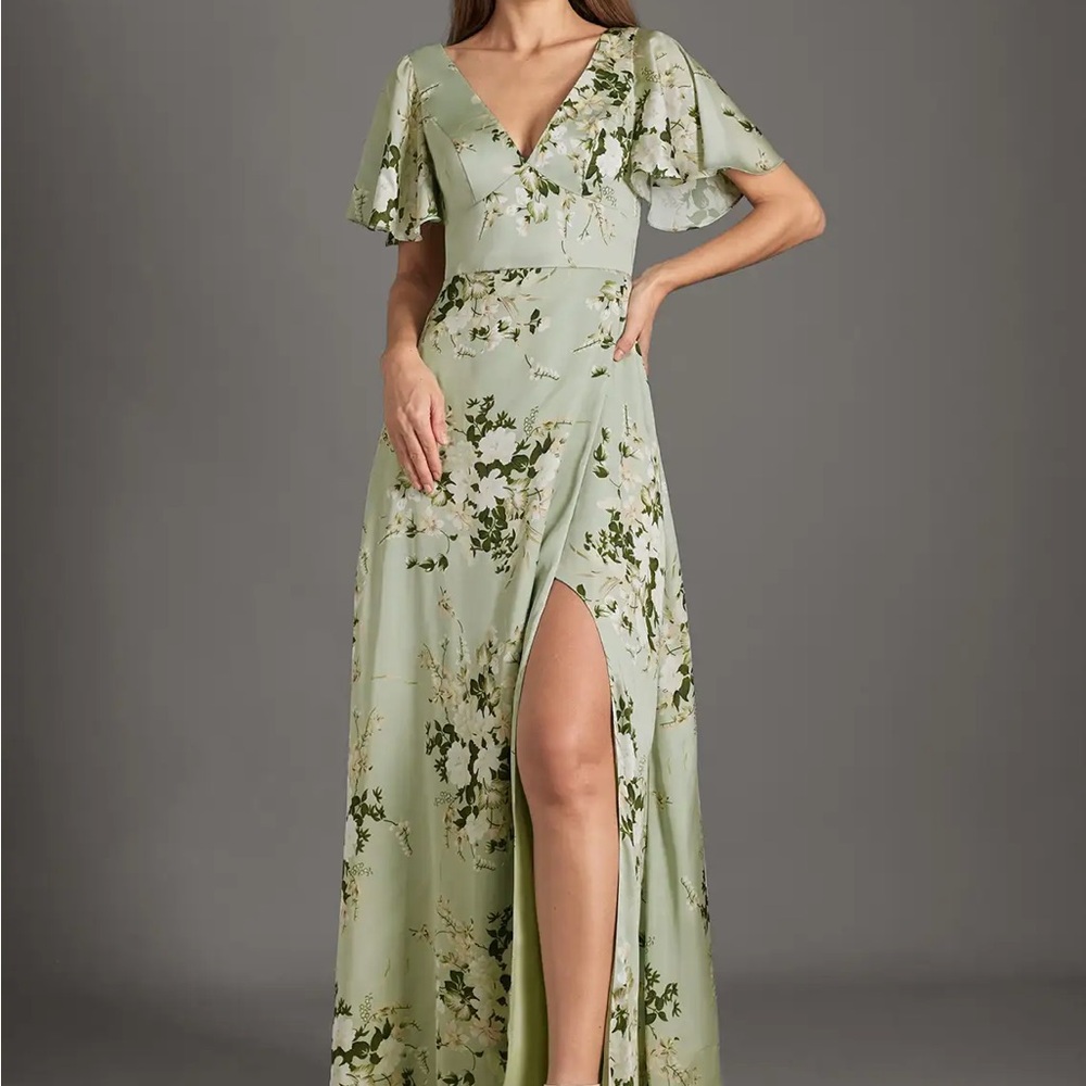 Azazie Sage Floral Maxi Dress